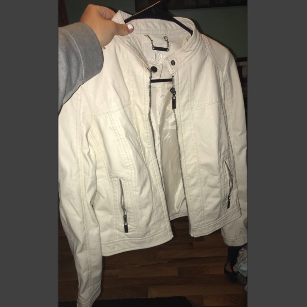 Cream Leather Jacket